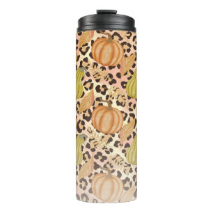 Pumpkin Squash Fall Leopard Print Thermal Tumbler