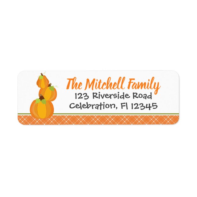 Pumpkin Stack Fall Address Return Address Label (Front)