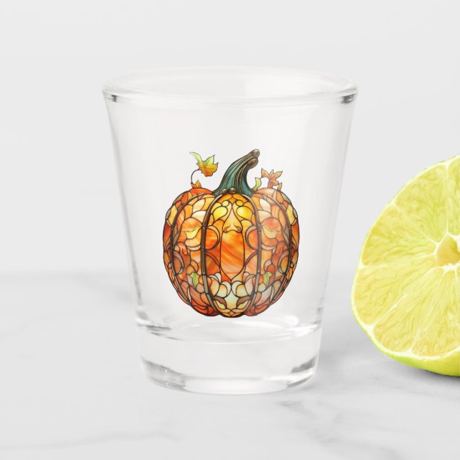 Pumpkin Stained Glass Shot Glass (Front)