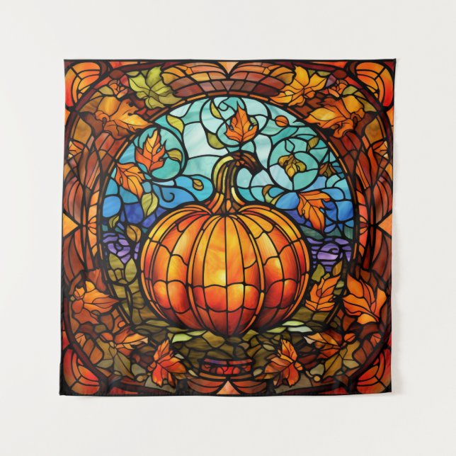 Pumpkin Stained Glass Tapestry (Front)