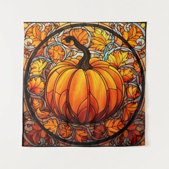 Pumpkin Stained Glass Tapestry (Front)