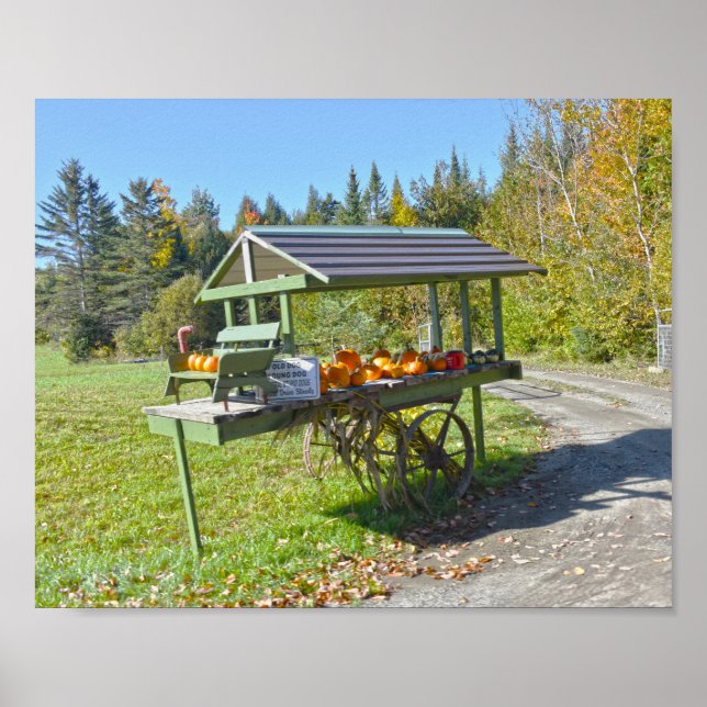 Pumpkin Stand in Vermont in Autumn Poster (Front)