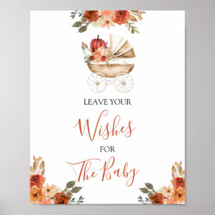 Pumpkin Stroller Baby Shower Leave Your Wishes Poster