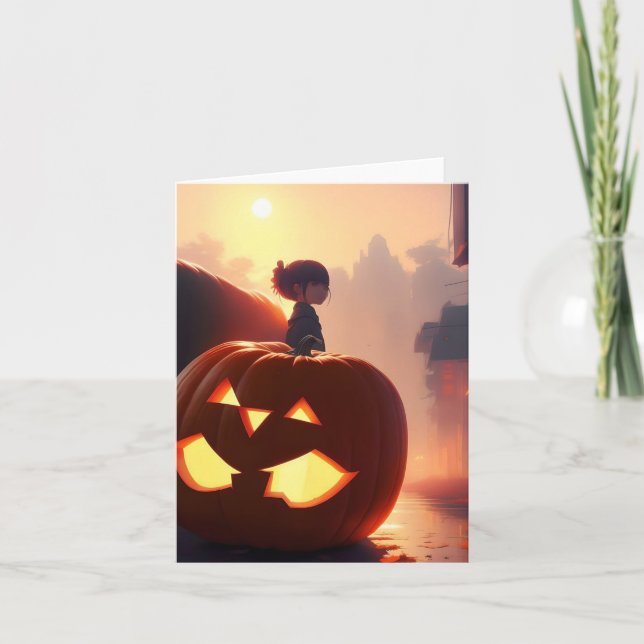 Pumpkin Study - Anime - AI - A Holiday Card (Front)