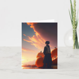 Pumpkin Study - Anime - AI - C Holiday Card