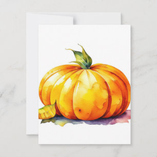 Pumpkin Study B in Watercolors & Pen Holiday Card