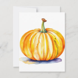 Pumpkin Study E in Watercolors & Pen Holiday Card