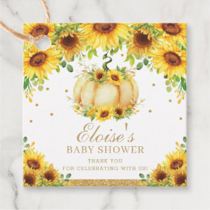 Pumpkin Sunflower Baby Shower Birthday Thank You Favour Tags