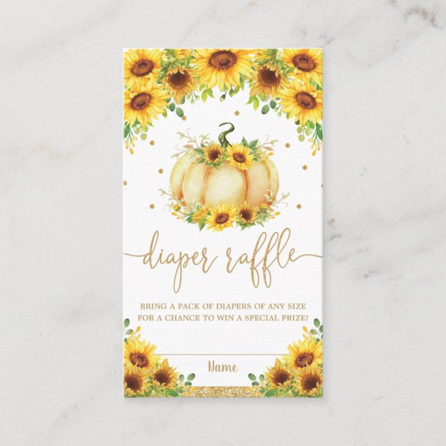 Pumpkin Sunflower Baby Shower Diaper Raffle Enclosure Card (Front)