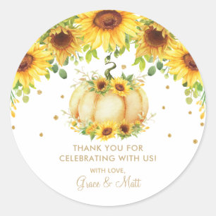 Pumpkin Sunflower Baby Shower Thank You Favour Classic Round Sticker