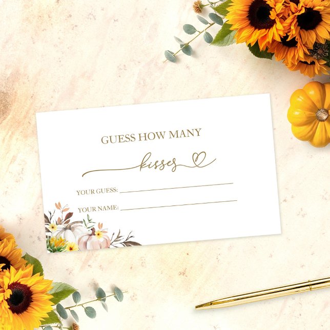 Pumpkin Sunflower Bridal Shower How Many Kisses  Enclosure Card (Creator Uploaded)