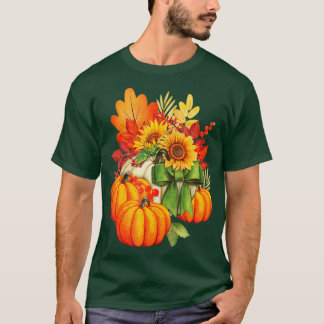 Pumpkin Sunflower Fall Autumn Holiday T-Shirt