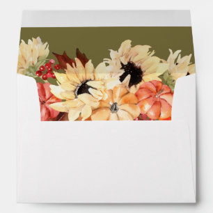 Pumpkin & Sunflower - Olive Green Envelope