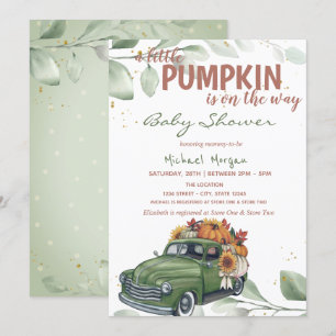 Pumpkin Sunflower Truck Baby Shower  Invitation