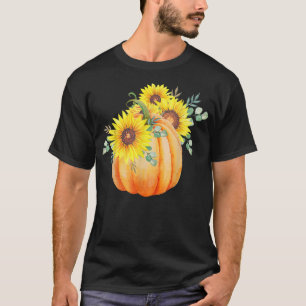 Pumpkin Sunflowers Halloween Clothing Fall Autumn T-Shirt