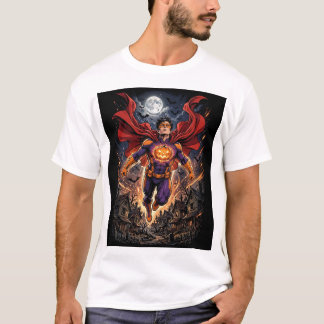 Pumpkin Superhero Guardian Halloween Design T-Shirt