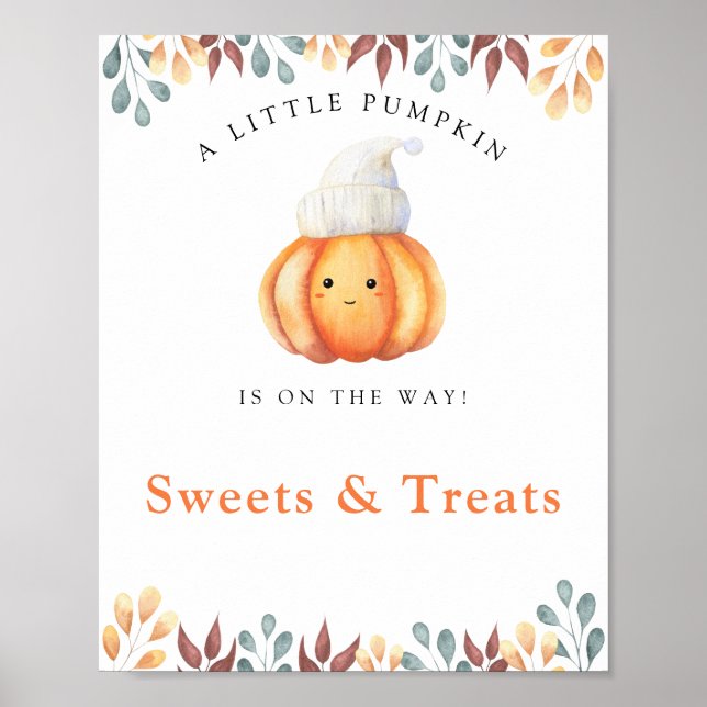 Pumpkin Sweets and treats baby shower Poster (Front)