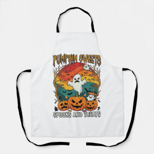 Pumpkin Sweets Spooks Treats Halloween Ghosts Pump Apron