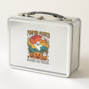 Pumpkin Sweets Spooks Treats Halloween Ghosts Pump Metal Lunch Box