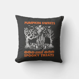 Pumpkin Sweets Spooky Treats Haunted Castle Ghost Cushion