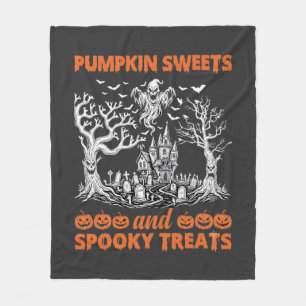 Pumpkin Sweets Spooky Treats Haunted Castle Ghost Fleece Blanket