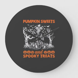 Pumpkin Sweets Spooky Treats Haunted Castle Ghost Large Clock
