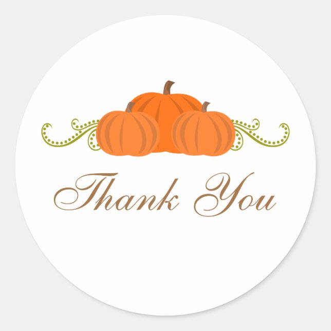 Pumpkin Swirls Fall Thank You Stickers (Front)