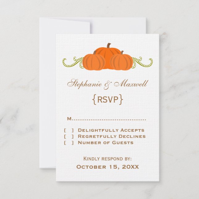 Pumpkin Swirls Fall Wedding Response Card (Front)
