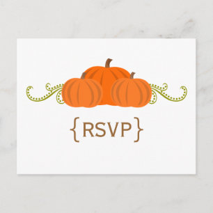 Pumpkin Swirls Fall Wedding RSVP Postcard