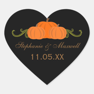 Pumpkin Swirls Fall Wedding Stickers (dark)