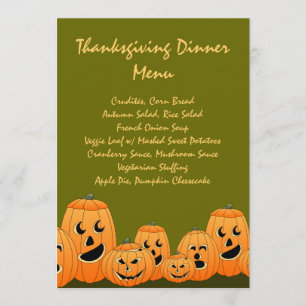 Pumpkin Table (Veggie) Thanksgiving Dinner Menu