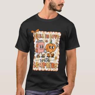 Pumpkin Teacher Preppy Fall in Love with Learning T-Shirt