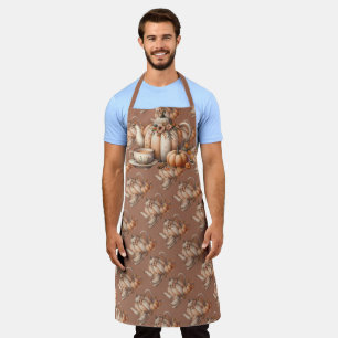 Pumpkin Teapot with Fall Florals Illustration Apron