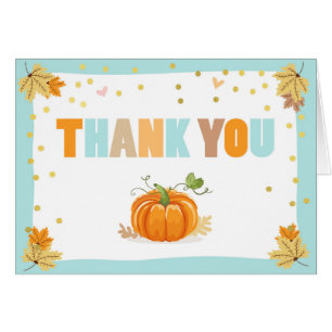 Pumpkin Thank you card Blue Gold Boy Fall Autumn
