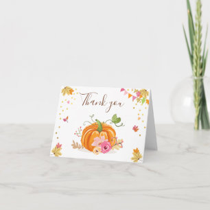Pumpkin Thank you card Pink Floral Autumn Fall