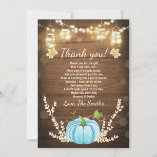 Pumpkin Thank You Card Rustic Fall Baby Shower