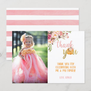 Pumpkin Thank You Photo Card - Floral Girl (St)