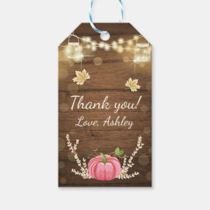 Pumpkin Thank You Tag Rustic Fall Wood Lights