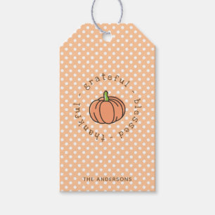 Pumpkin Thankful Grateful Blessed Thanksgiving Gift Tags