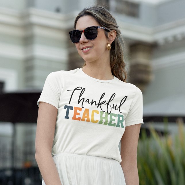 Pumpkin Thankful Teacher Shirt, Fall Vibes Teacher T-Shirt (Creator Uploaded)