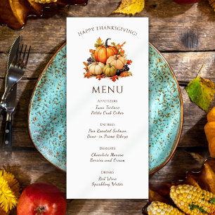 Pumpkin Thankful Thanksgiving Dinner Menu