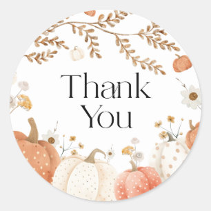 Pumpkin Thanksgiving Baby Shower Thank You  Classic Round Sticker
