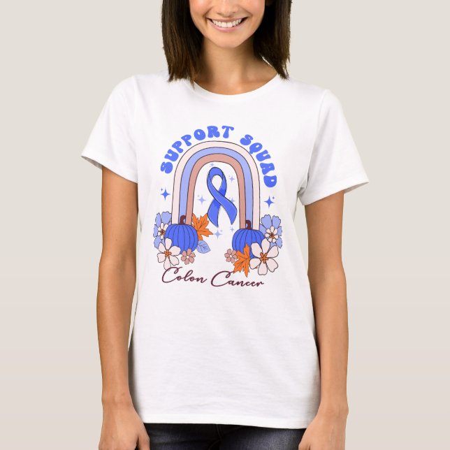 pumpkin Thanksgiving colourectal cancer Awareness T-Shirt (Front)