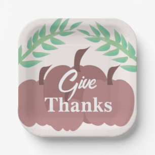 Pumpkin Thanksgiving Dinner Party Give Thanks Paper Plate