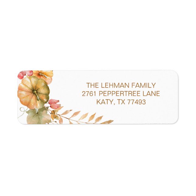 Pumpkin Thanksgiving Fall Envelope Sticker Labels (Front)