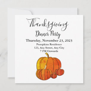 Pumpkin Thanksgiving Party Holiday Invitation