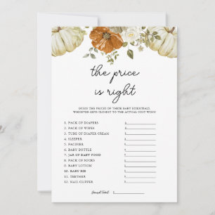 Pumpkin The Price is Right Baby Shower Game Card