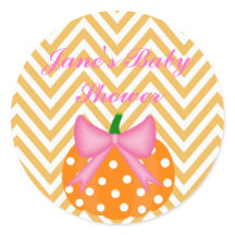 Pumpkin Themed Baby girl shower Sticker