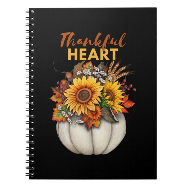 Pumpkin-themed Thankful Heart Notebook (Front)