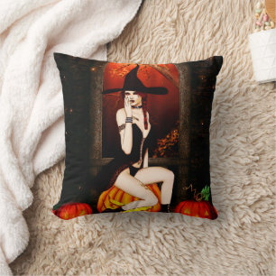 Pumpkin Throne Witch Cushion